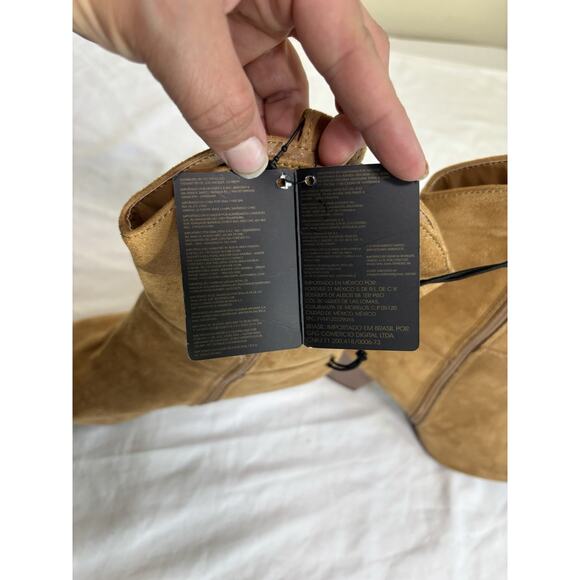 New Forever 21 Size 9 Camel Brown Faux Suede Pointed Toe Ankle Cowgirl Booties - Picture 8 of 11